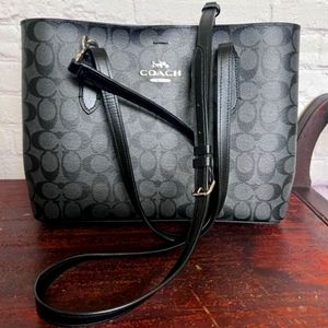 Coach Black on Black Avenue Carryall style F48735 Silver Hardware